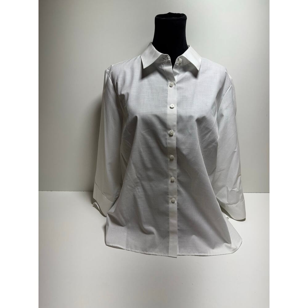 Westbound Woman Button Front Shirt Plus Sz 2XL White Minimalist Office Career